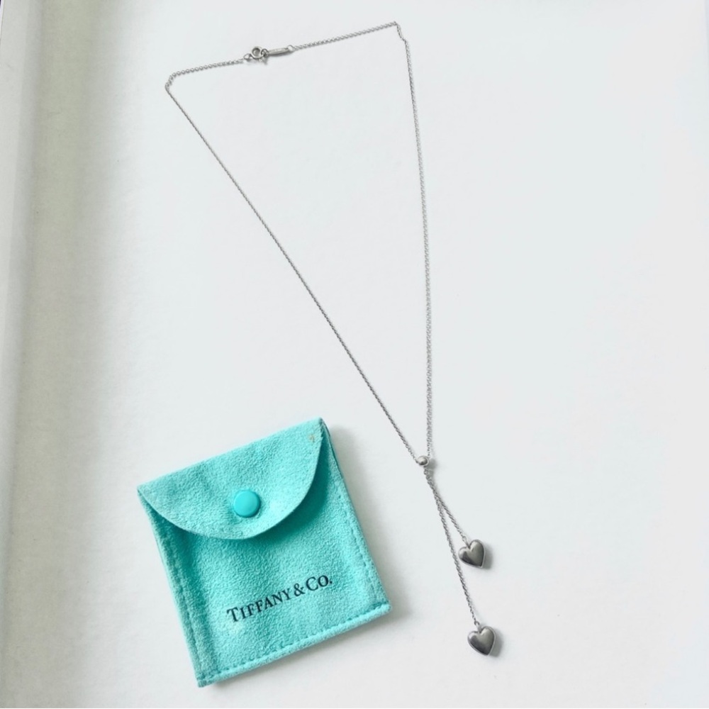 Tiffany & Co Silver Heart Lariat Necklace